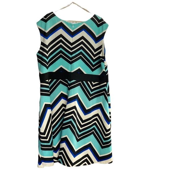 STUDIO ONE Women’s Geometric Design Dress Size 22W Blue Black & Ivory - Picture 9 of 12